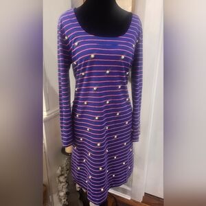 LILY PULITZER Merrit True Blue Pinstripe Embellished Dress‎ Size Medium